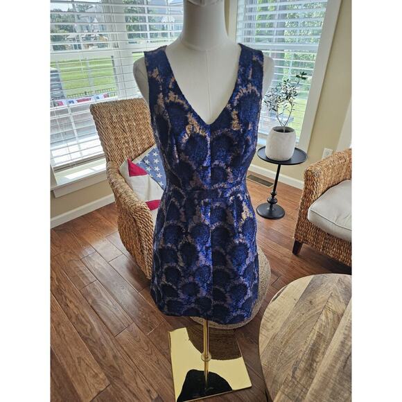 J. Crew Peacock Jacquard Fit and Flare Party Dress Size 2 Textured - Picture 1 of 10